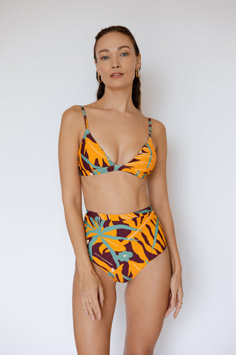 High-waisted bikini bottom in The Datai Print Umber, Swimwear Malaysia