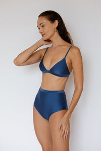 High-waisted bikini bottom in Shimmer Dark Blue, Swimwear Malaysia