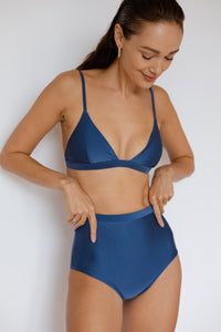 High-waisted bikini bottom in Shimmer Dark Blue, Swimwear Malaysia