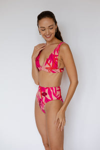 High-waisted bikini bottom in The Datai Print Pink,  Swimwear Malaysia