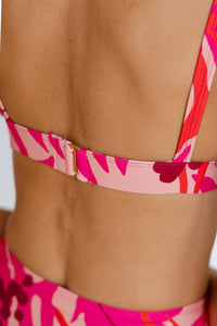 Deep V Triangle Bikini Top in The Datai Print Pink, Swimwear Malaysia