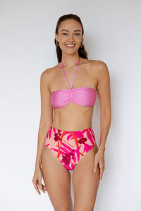 High-waisted bikini bottom in The Datai Print Pink,  Swimwear Malaysia