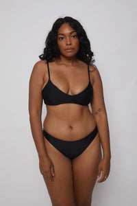 Como Sustainable Swimwear Bottom in Black, front view