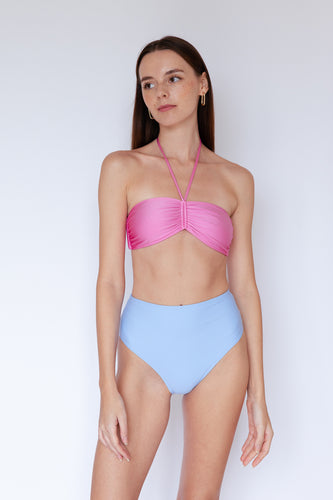 Ozero Swimwear sustainable bikini bottom in sky blue, front view, Kuala Lumpur, Malaysia