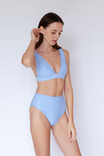 Ozero Swimwear sustainable bikini set in sky blue, side view, Kuala Lumpur, Malaysia