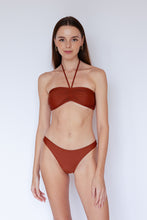 Ozero Swimwear sustainable bikini bottom in pecan brown, front view, Kuala Lumpur, Malaysia