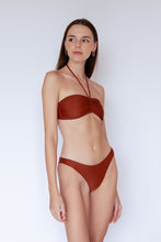 Ozero Swimwear sustainable bikini bottom in pecan brown, side view, Kuala Lumpur, Malaysia