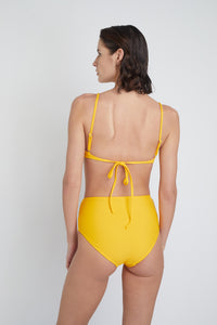 Ozero Swimwear Caspian High-waisted Bottom in Tangerine Orange, back view