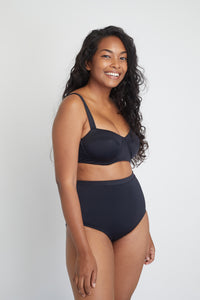 Ozero Swimwear Constance Sustainable Bikini Bottom in Black, side view