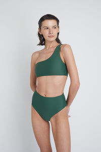 Ozero Swimwear Ladoga Sustainable Bikini Bottom in Forest Green, side view