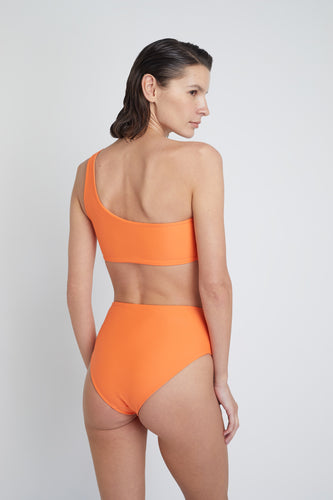 Ozero Swimwear Ladoga Sustainable Bikini Bottom in Papaya, back view