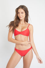 Ozero Swimwear Malawi Sustainable Bikini Top in Scarlet Red, front view 