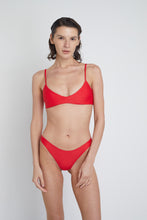 Ozero Swimwear Malawi Sustainable Bikini Top in Scarlet Red, front view 
