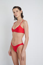 Ozero Swimwear Malawi Sustainable Bikini Top in Scarlet Red, side view 