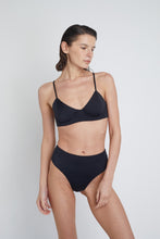 Ozero Swimwear Ontario Sustainable Bikini Top in Black, front view