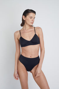 Ozero Swimwear Valday Sustainable Bikini Bottom in Black, front view