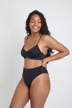Ozero Swimwear Ontario Sustainable Bikini Top in Black, side view