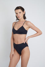Ozero Swimwear Ontario Sustainable Bikini Top in Black, side view