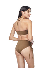 Ozero Swimwear Vida Bikini Set in Mocha color, worn by model, back view, designed in Kuala Lumpur.