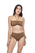 Ozero Swimwear Vida Bikini Set in Mocha color, worn by model, front view, designed in Kuala Lumpur.