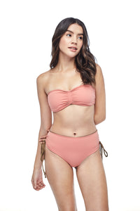 Ozero Swimwear Vida Bikini Set, worn by model on reversible side in Dusty Coral, designed in Kuala Lumpur.